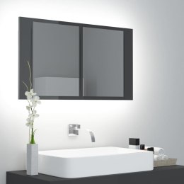  Szafka łazienkowa z lustrem i LED, połysk, szara, 80x12x45 cm Lumarko!