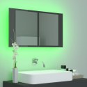  Szafka łazienkowa z lustrem i LED, połysk, szara, 80x12x45 cm Lumarko!