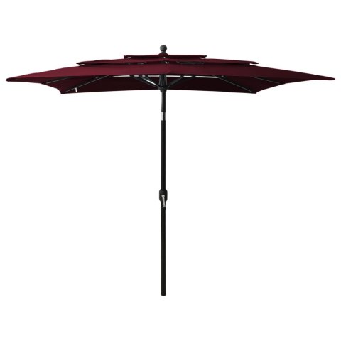 3-poziomowy parasol na aluminiowym słupku, bordowy, 2,5x2,5 m Lumarko!