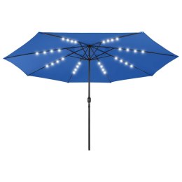  Parasol ogrodowy z LED i metalowym słupkiem, 400 cm, lazurowy Lumarko!