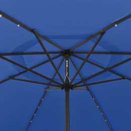  Parasol ogrodowy z LED i metalowym słupkiem, 400 cm, lazurowy Lumarko!