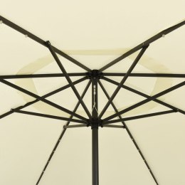  Parasol ogrodowy z LED i metalowym słupkiem, 400 cm, piaskowy Lumarko!