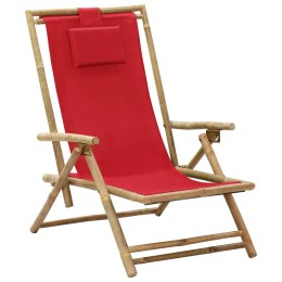  Fotel rozkładany, czerwony, bambus i tkanina Lumarko!