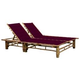 Lumarko 2-osobowy leżak z poduszkami, bambusowy
