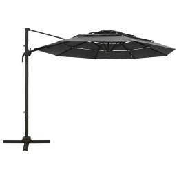 Lumarko  4-poziomowy parasol na aluminiowym słupku, antracytowy, 3x3 m