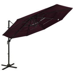 Lumarko  4-poziomowy parasol na aluminiowym słupku, bordowy, 3x3 m