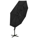   4-poziomowy parasol na aluminiowym słupku, czarny, 3x3 m Lumarko!