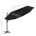   4-poziomowy parasol na aluminiowym słupku, czarny, 3x3 m Lumarko!