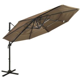 Lumarko  4-poziomowy parasol na aluminiowym słupku, taupe, 3x3 m