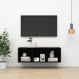 Lumarko  Wisząca szafka pod TV, wysoki połysk, czarna, 37x37x107 cm
