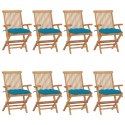  Krzesła ogrodowe z niebieskimi poduszkami, 8 szt., tekowe Lumarko!