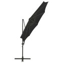  Wiszący parasol z lampkami LED i słupkiem, czarny, 300 cm Lumarko!