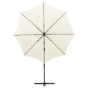  Wiszący parasol z lampkami LED i słupkiem, piaskowy, 300 cm Lumarko!