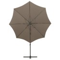  Wiszący parasol z lampkami LED i słupkiem, kolor taupe, 300 cm Lumarko!