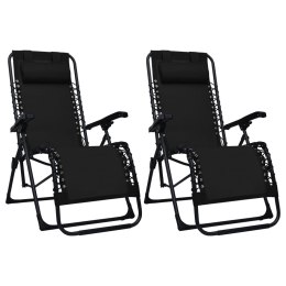  Składane krzesła tarasowe, 2 szt., czarne, tworzywo textilene Lumarko!