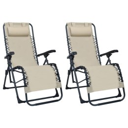  Składane krzesła tarasowe, 2 szt., kremowe, tworzywo textilene Lumarko!