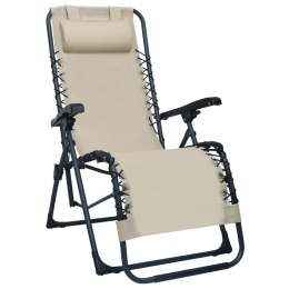  Składane krzesła tarasowe, 2 szt., kremowe, tworzywo textilene Lumarko!