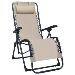  Składane krzesło tarasowe, kremowe, textilene Lumarko!