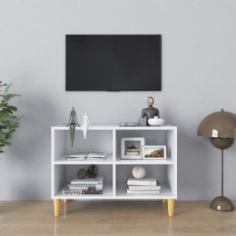  Szafka pod TV z drewnianymi nóżkami, biała, 69,5x30x50 cm Lumarko!