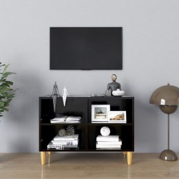  Szafka pod TV z drewnianymi nóżkami, czarna, 69,5x30x50 cm Lumarko!
