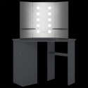  Toaletka narożna z oświetleniem LED, szara, 111 x 54 x 141,5 cm Lumarko!