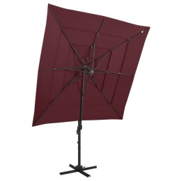  4-poziomowy parasol na aluminiowym słupku, bordowy, 250x250 cm Lumarko!
