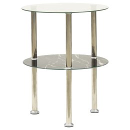 Lumarko 2-poziomowy stolik, 38 cm, przezroczyste/czarne szkło hartowane