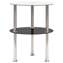 Lumarko 2-poziomowy stolik, 38 cm, przezroczyste/czarne szkło hartowane
