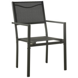  Krzesła ogrodowe, 4 szt., stal i textilene, czarno-antracytowe Lumarko!