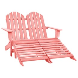 Lumarko 2-osobowe krzesło ogrodowe Adirondack z podnóżkiem, różowe