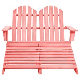 Lumarko 2-osobowe krzesło ogrodowe Adirondack z podnóżkiem, różowe