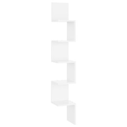 Lumarko Narożna półka ścienna, biała, wysoki połysk, 20x20x127,5 cm