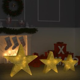 Lumarko Dekoracja świąteczna: 3 gwiazdy, złota siatka z LED