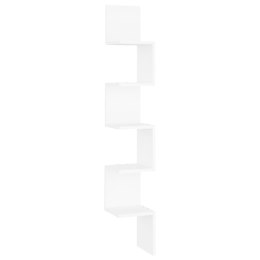 Lumarko Narożna półka ścienna, biała, 20x20x127,5 cm, płyta wiórowa
