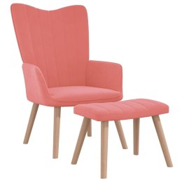  Fotel z podnóżkiem, różowy, obity aksamitem Lumarko!