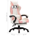  Fotel dla gracza, z podnóżkiem, różowo-biały, sztuczna skóra Lumarko!