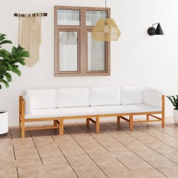  4-os. sofa ogrodowa z kremowymi poduszkami, lite drewno tekowe Lumarko!