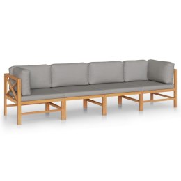  4-os. sofa ogrodowa z szarymi poduszkami, lite drewno tekowe Lumarko!