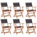  Składane krzesła ogrodowe 6 szt. czarne, eukaliptus i textilene Lumarko!