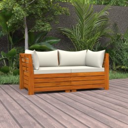 Lumarko 2-osobowa sofa ogrodowa z poduszkami, lite drewno akacjowe
