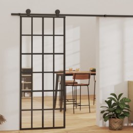 Lumarko Drzwi przesuwne, szkło ESG i aluminium, 76x205 cm, czarne