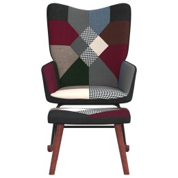  Fotel bujany z podnóżkiem, patchworkowy, obity tkaniną Lumarko!