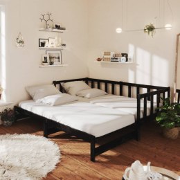  Łóżko wysuwane, lite drewno sosnowe, czarne, 2x(90x200) cm Lumarko!