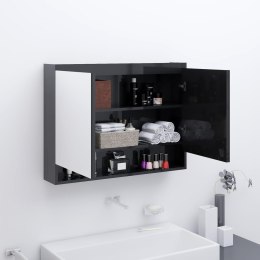  Szafka łazienkowa z lustrem 80x15x60 cm, MDF, czerń z połyskiem Lumarko!