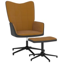  Fotel z podnóżkiem, brązowy, aksamit i PVC Lumarko!