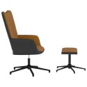  Fotel z podnóżkiem, brązowy, aksamit i PVC Lumarko!