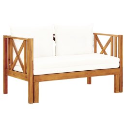 Lumarko 2-osobowa ławka ogrodowa z poduszkami, 122 cm, drewno akacjowe