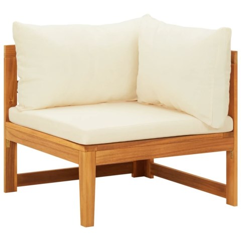  Moduł sofy narożnej, kremowe poduszki, lite drewno akacjowe Lumarko!