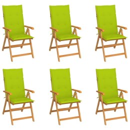  Krzesła ogrodowe, 6 szt., jasnozielone poduszki, drewno tekowe Lumarko!