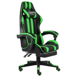  Fotel dla gracza z podnóżkiem, czarno-zielony, sztuczna skóra Lumarko!